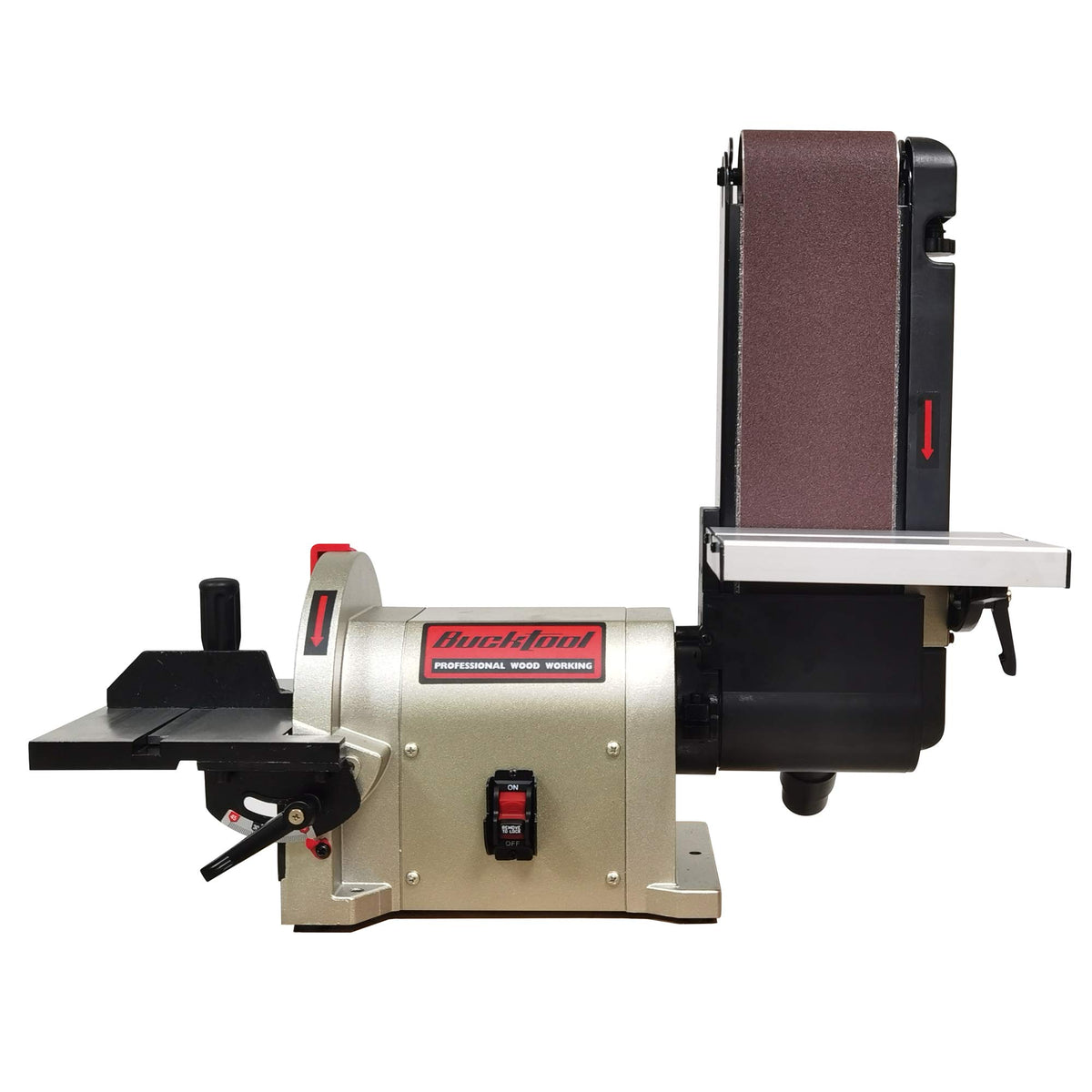 Bucktool direct-drive bench belt sander with 4x36 belt for precise shaping