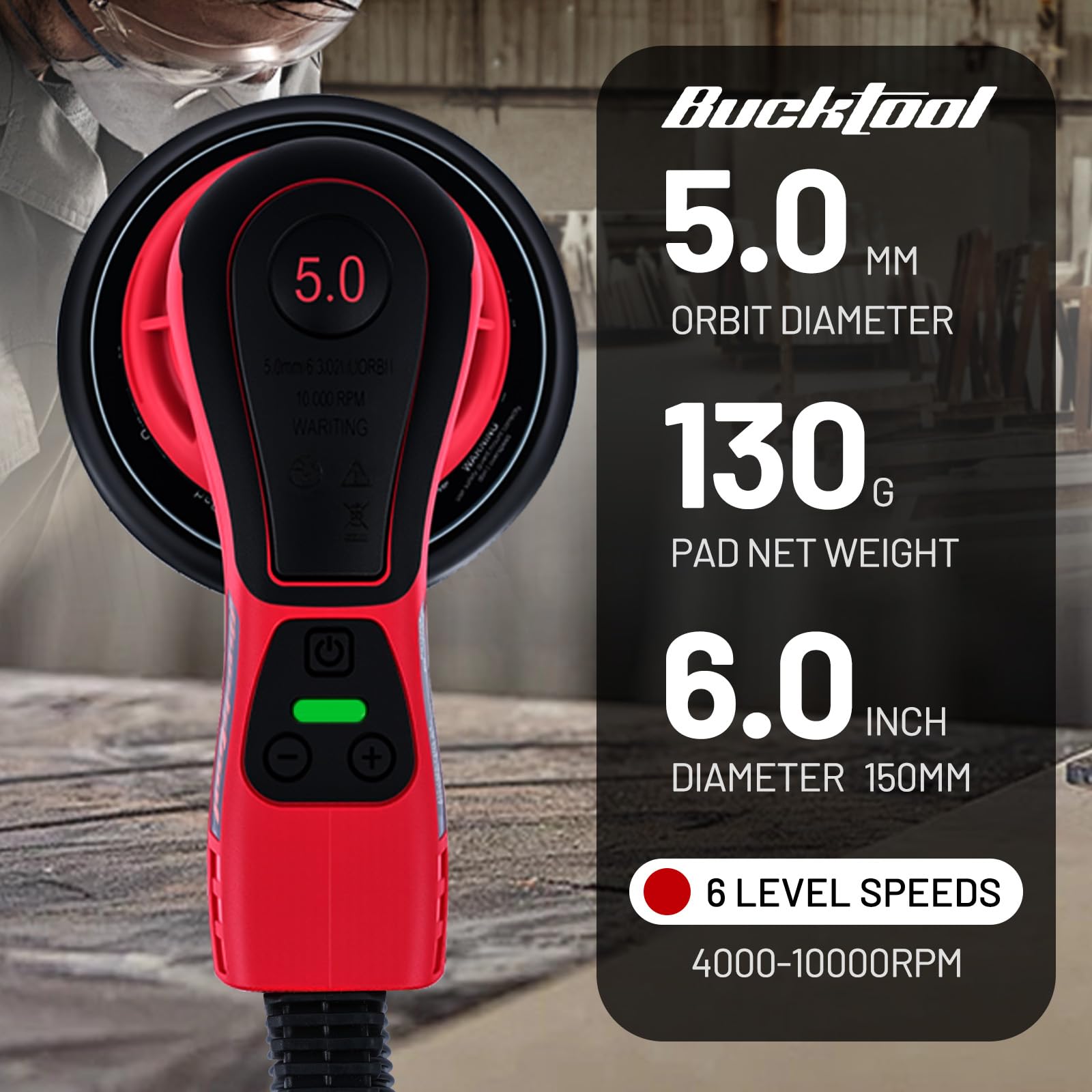 Bucktool precision dust port demonstrates universal fit for cleaner workspaces.
