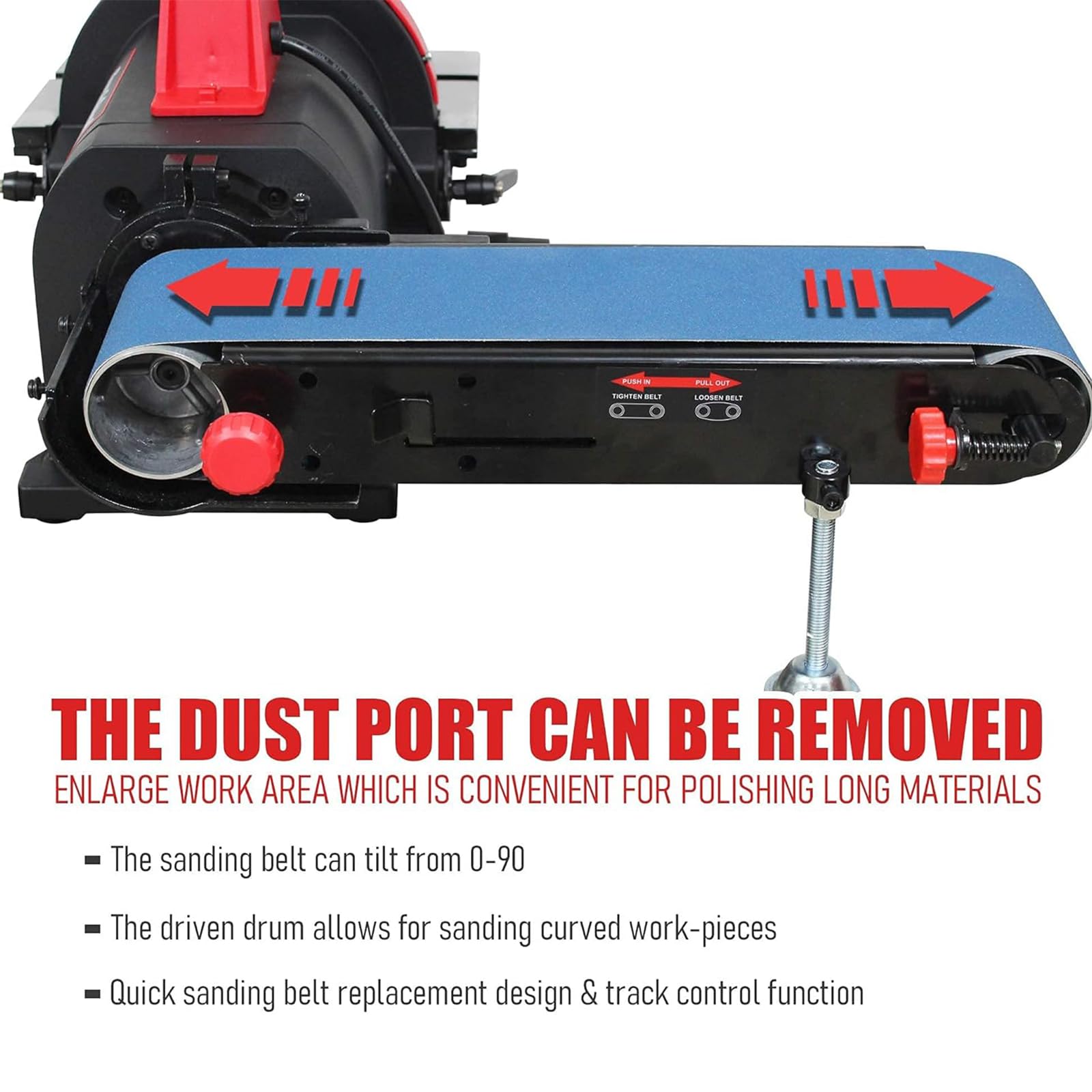 Bucktool Pro 1HP bench sander stable base with rubber feet.