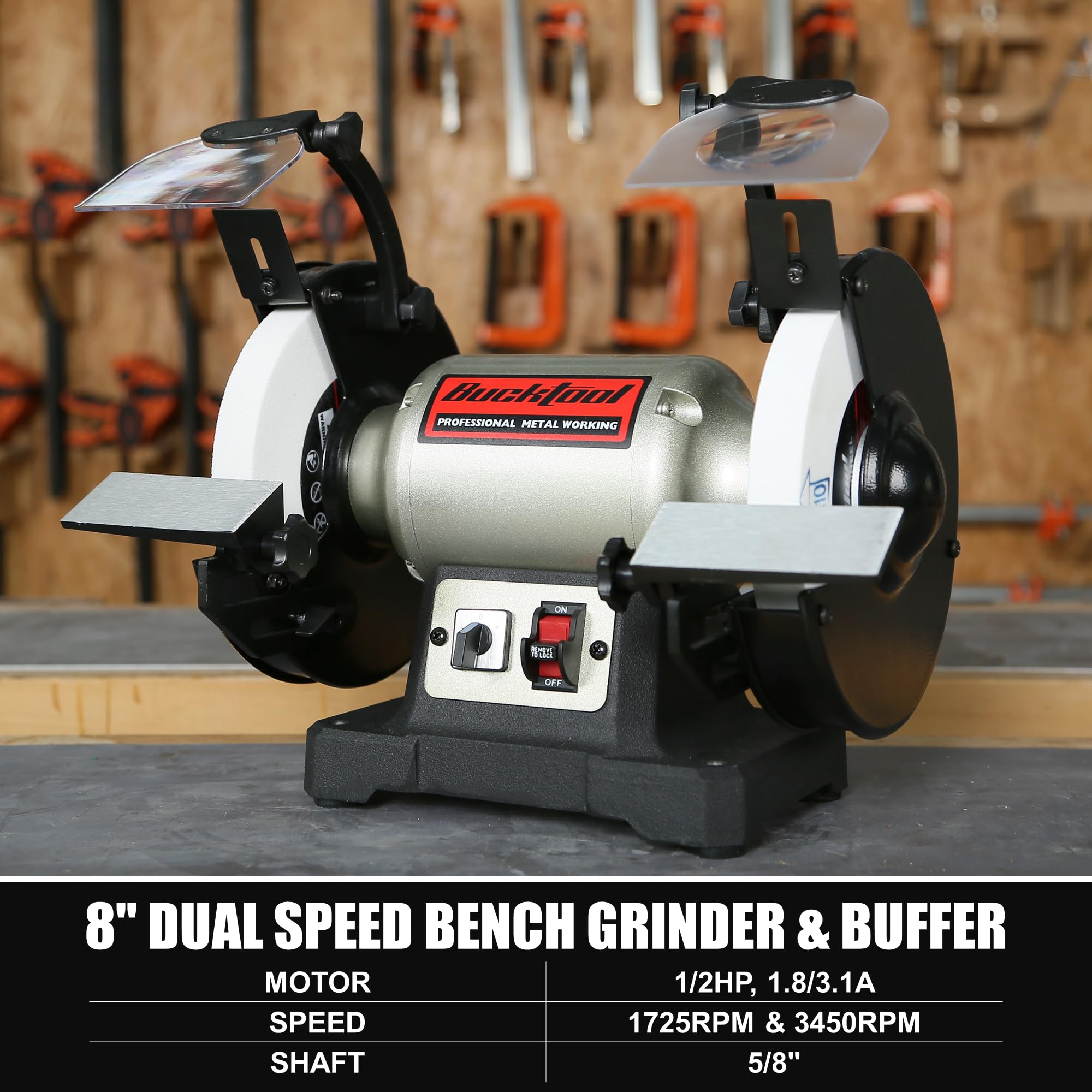 Bucktool TDS200DS supports optional brush wheel for finishing