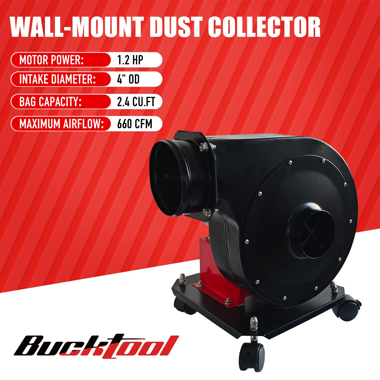 Bucktool DC30CW TEFC-motor delivers quiet operation for busy workshops.