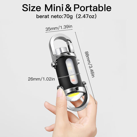 BudaTao Emergency Keychain Flashlight side view highlighting slim profile and quick access.