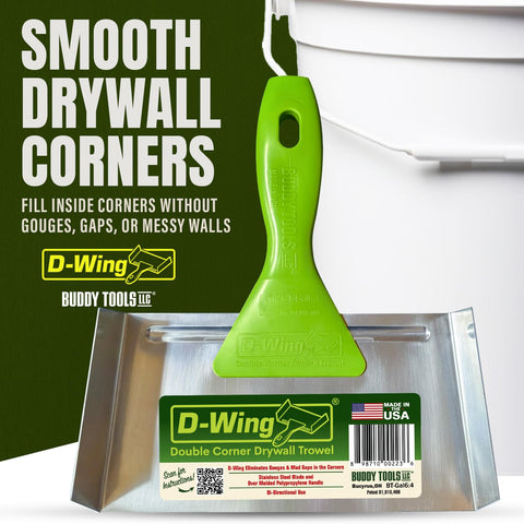 Buddy Tools D-Wing blade and 1.5-inch wing in use to feather adjacent surfaces