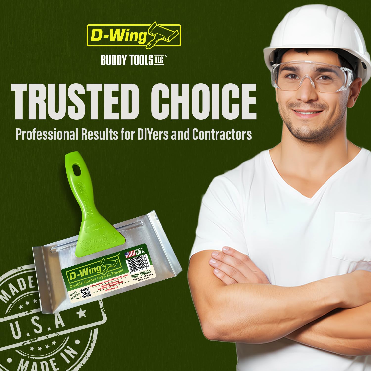 Buddy Tools D-Wing corner trowel cleans quickly after use