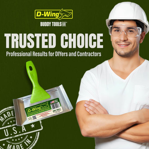 Buddy Tools D-Wing corner trowel cleans quickly after use