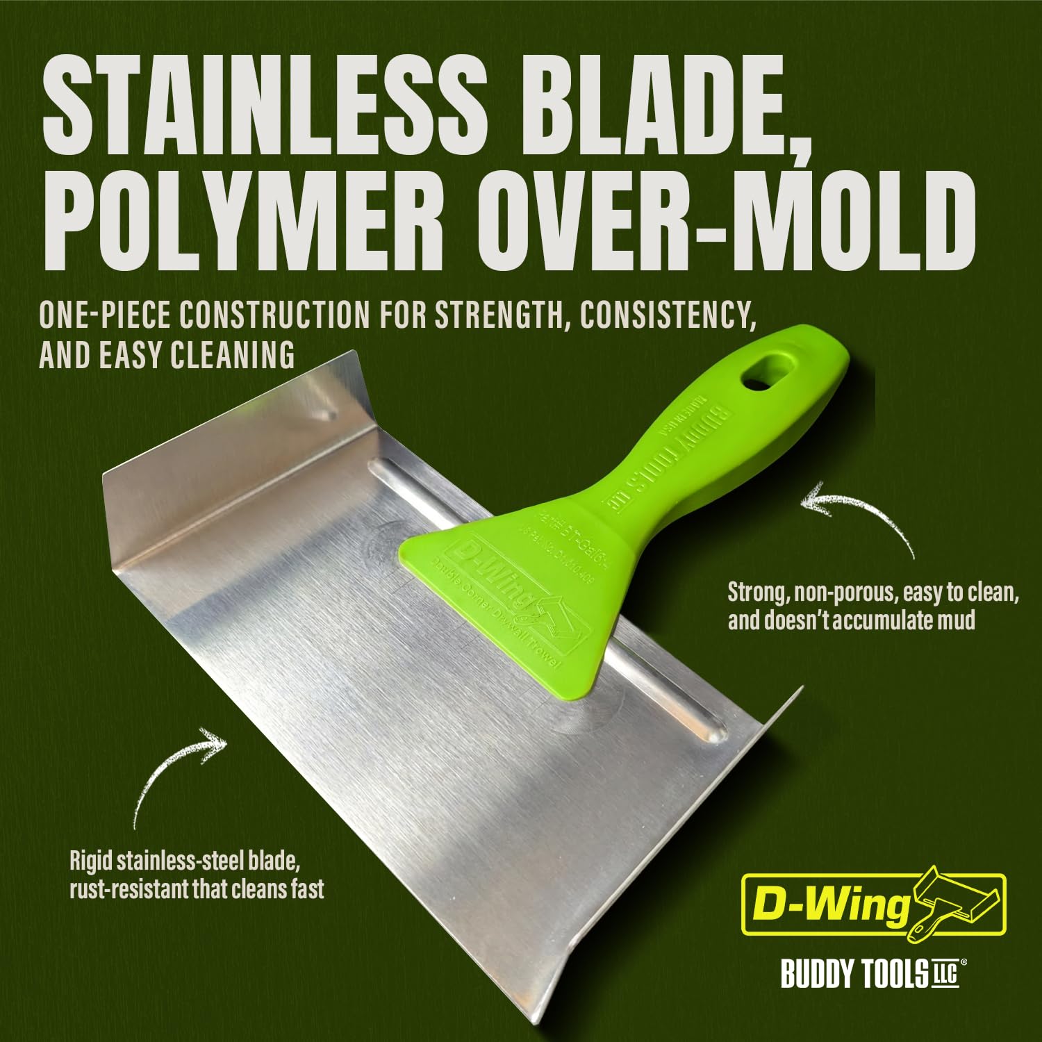Buddy Tools D-Wing polymer handle provides comfortable bi-directional control