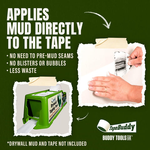 TapeBuddy in use on a drywall seam for bubble-free results