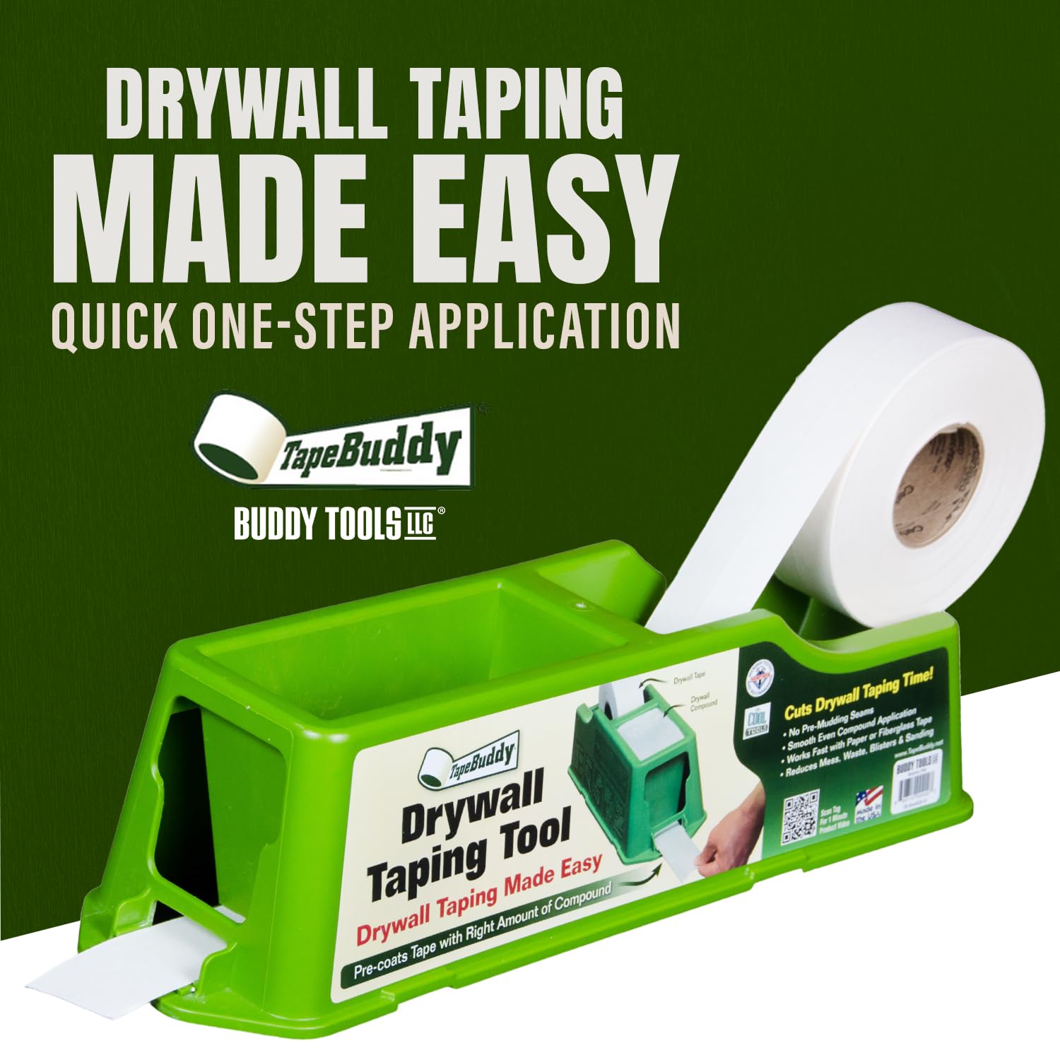 TapeBuddy mud insert tab with dual settings for precise mud application