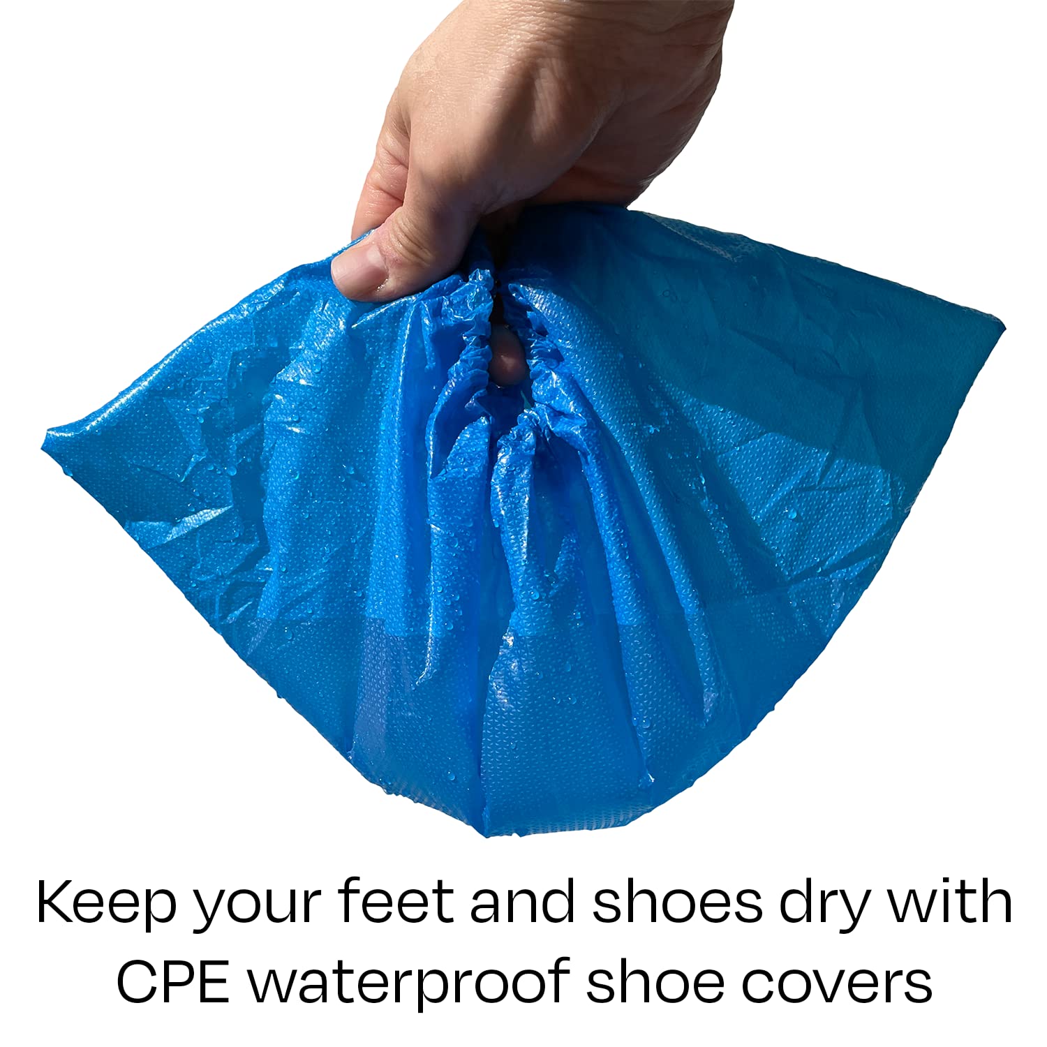 Durable 5 mil polyethylene Buena Goods boot covers for high-traffic areas.