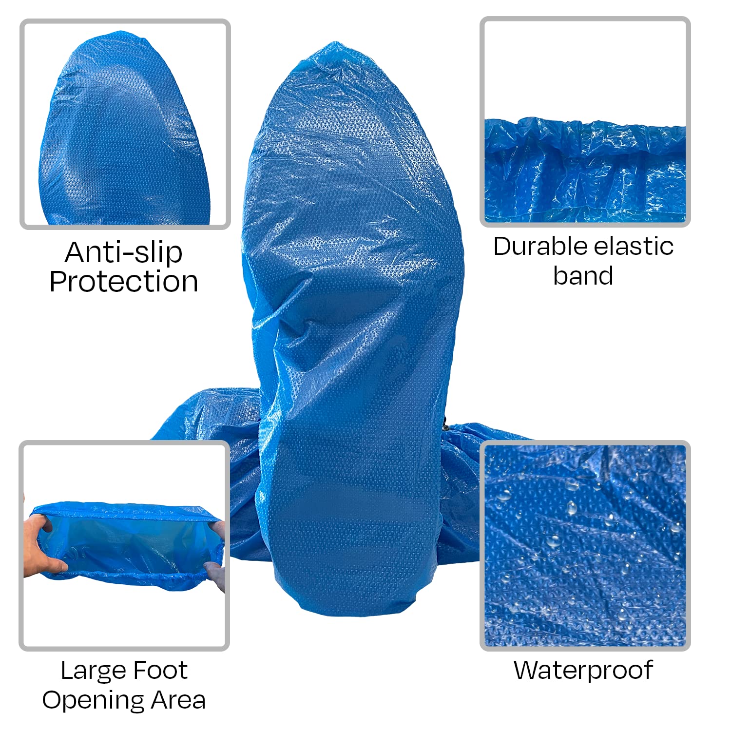 Waterproof disposable shoe covers by Buena Goods for rainy days and travel.