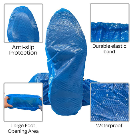 Waterproof disposable shoe covers by Buena Goods for rainy days and travel.