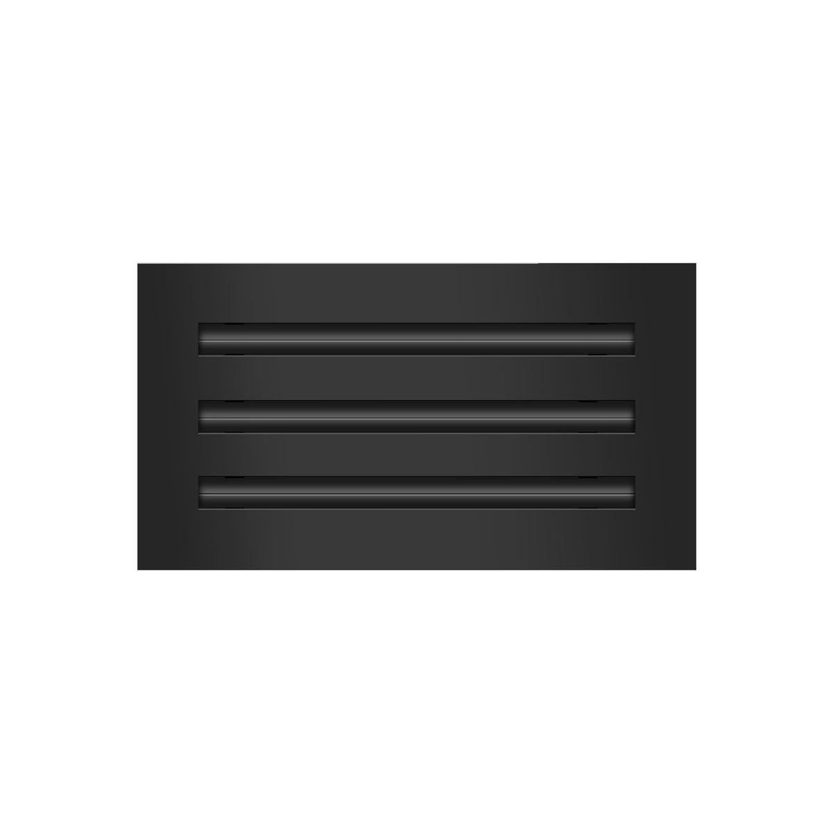 BUILDMART 12x6 black vent cover, front view, architectural style.