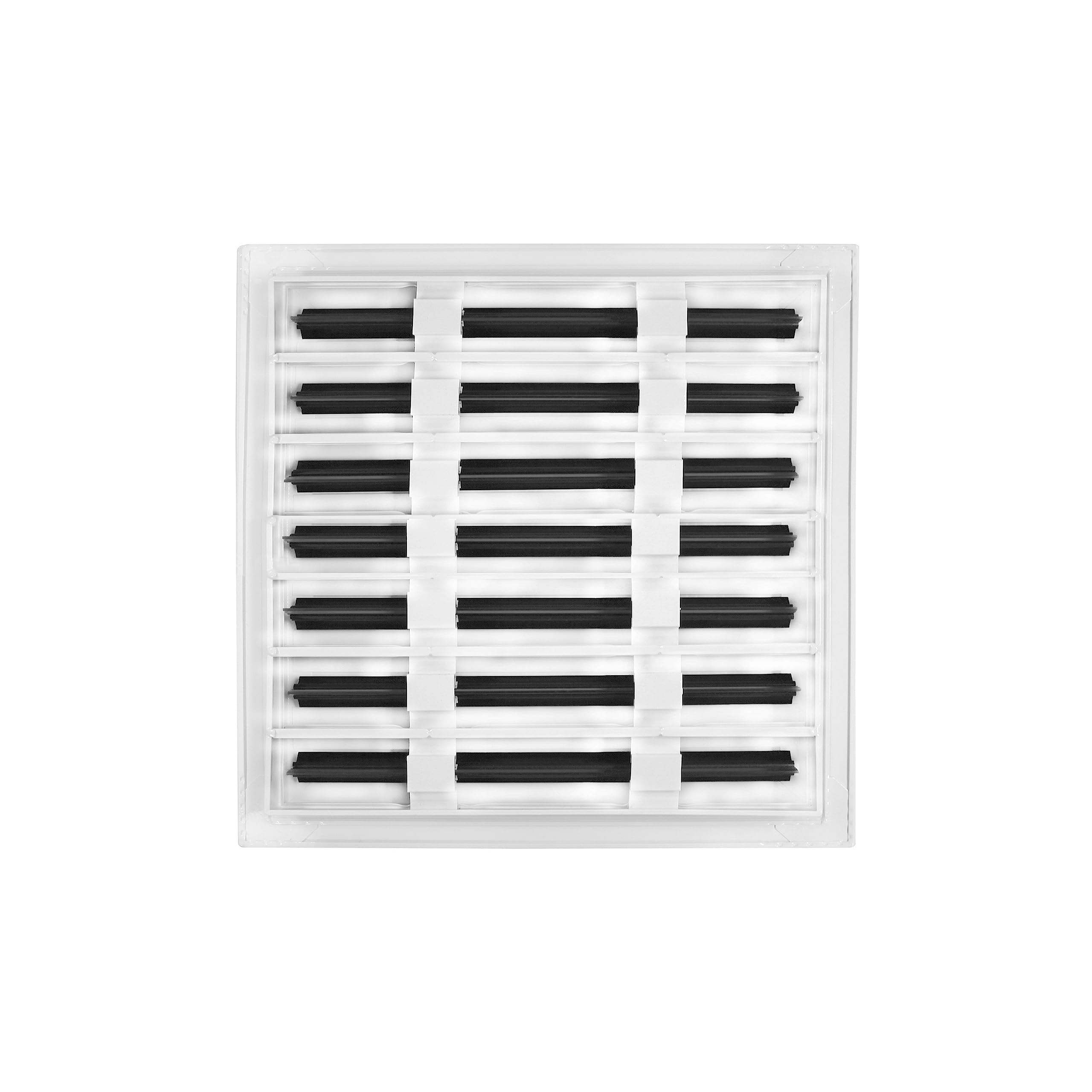 Buildmart vent cover close-up shows slim linear slots and modern appeal.