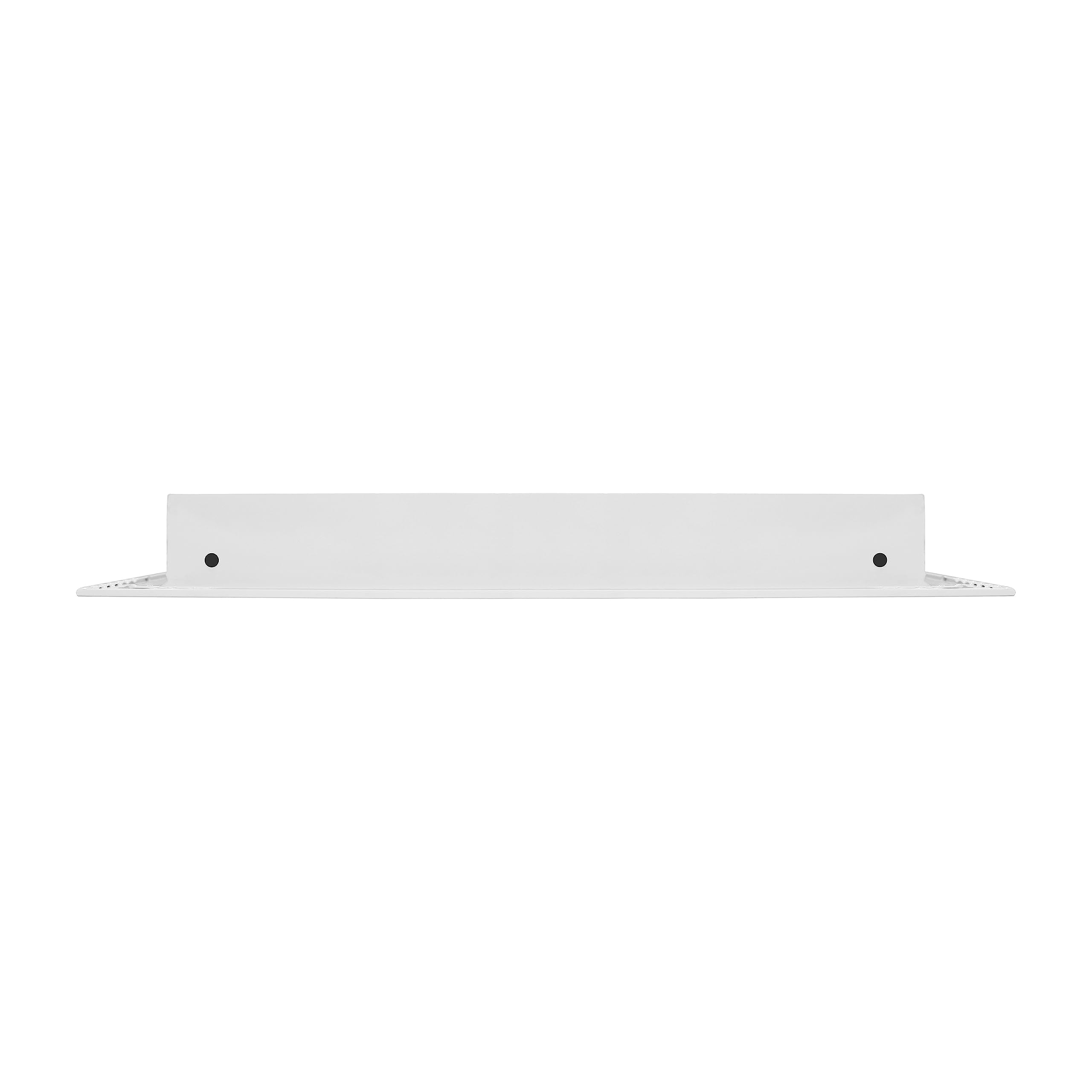 Buildmart white aluminum vent face blends with walls for a clean look.