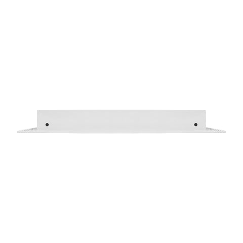 Buildmart white aluminum vent face blends with walls for a clean look.