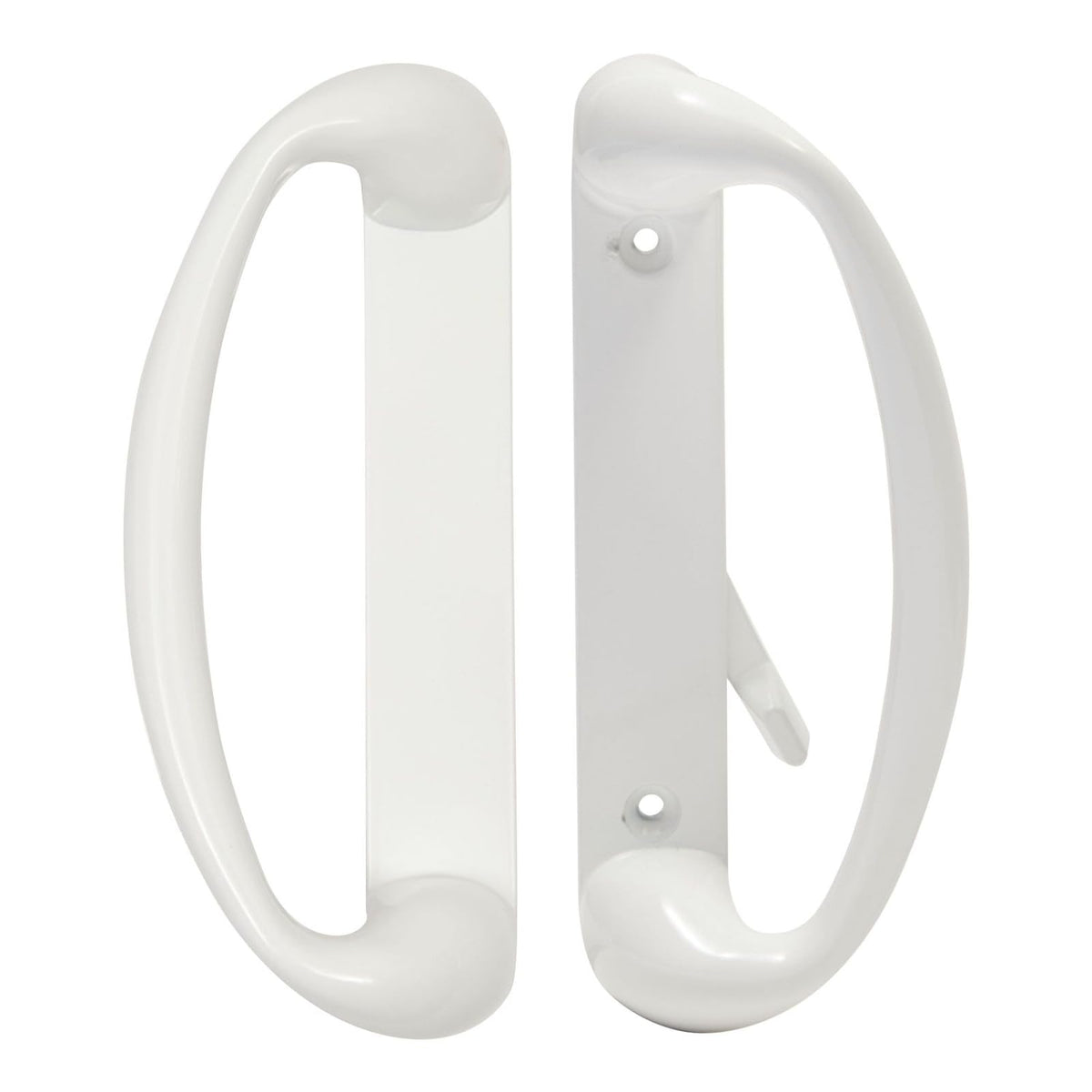 Built Industrial sliding door handle front view in white diecast for quick upgrade.