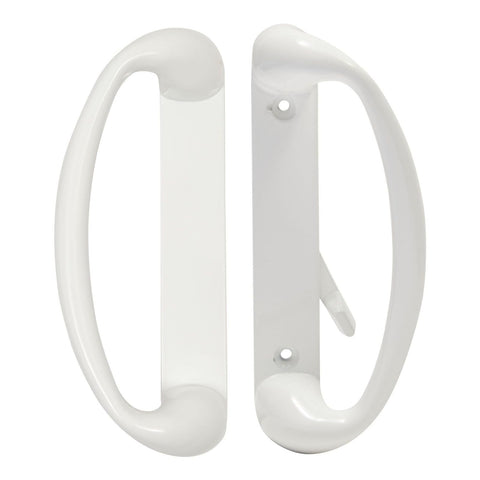 Built Industrial sliding door handle front view in white diecast for quick upgrade.