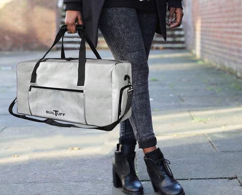 BuilTuff fireproof duffel grey side pockets for quick access