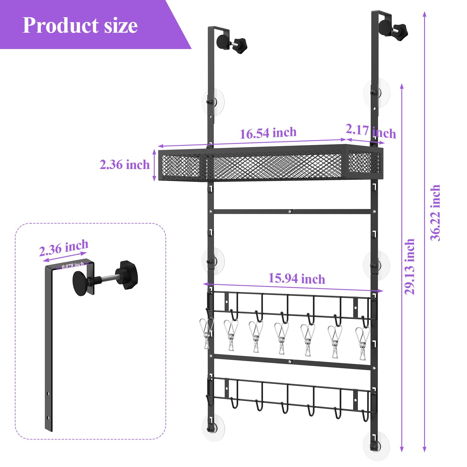 Bukfen adjustable-height hooks provide flexible closet and bathroom storage.