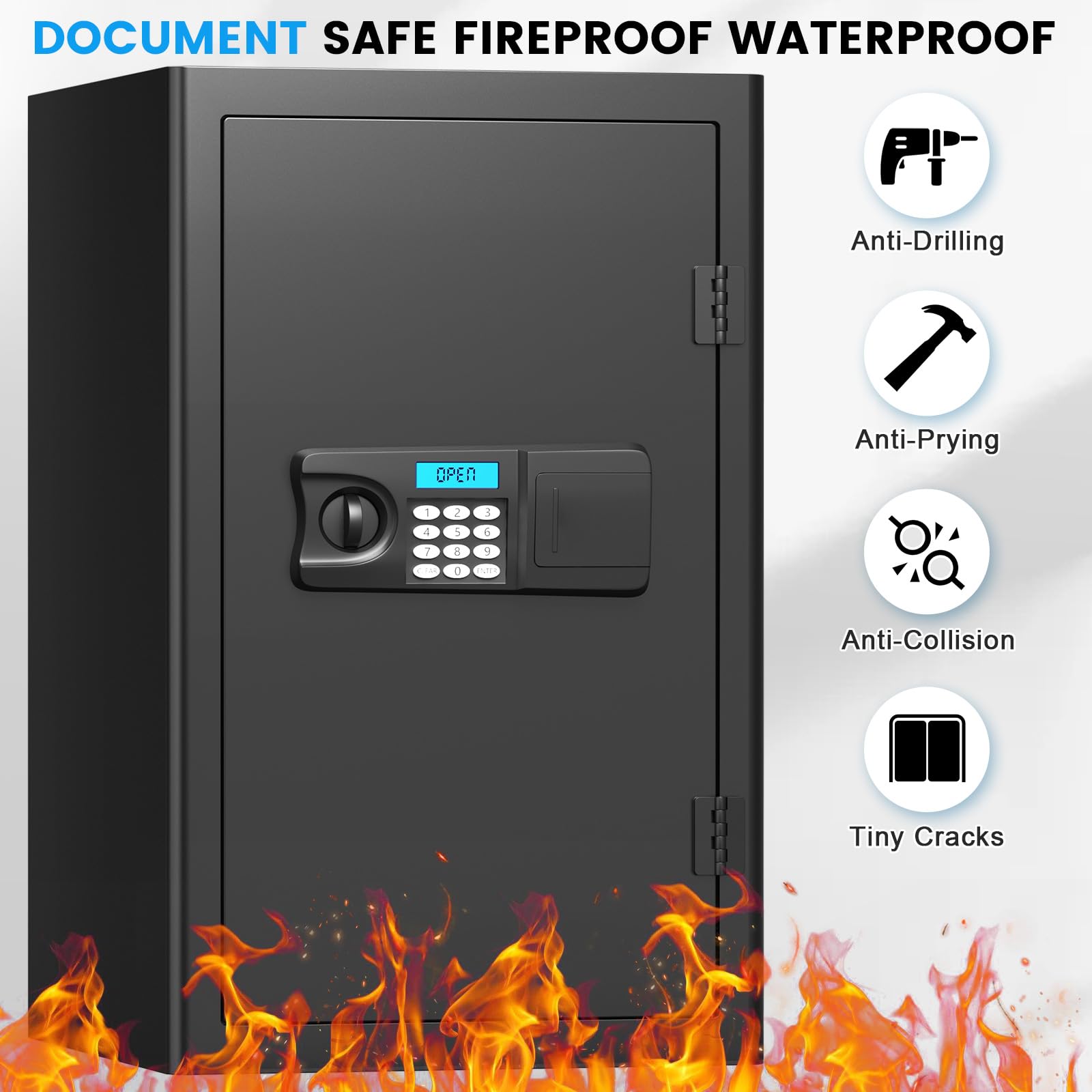 Bukumo safe with digital keypad for quick, secure access to stored items.