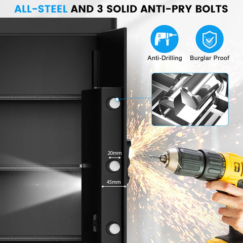 Bukumo fireproof safe digital keypad enables quick, code-based access.