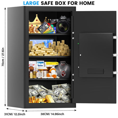 Bukumo fireproof safe steel construction offers strong protection against tampering.