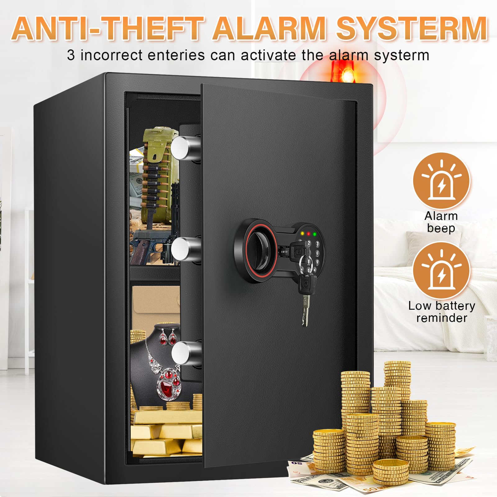 Bukumo dual alarm prevents unauthorized access and reduces password guessing.