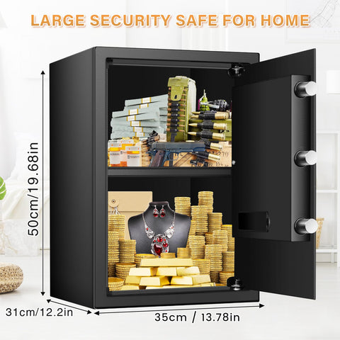 Bukumo safe interior with removable shelf enables flexible storage and organization.