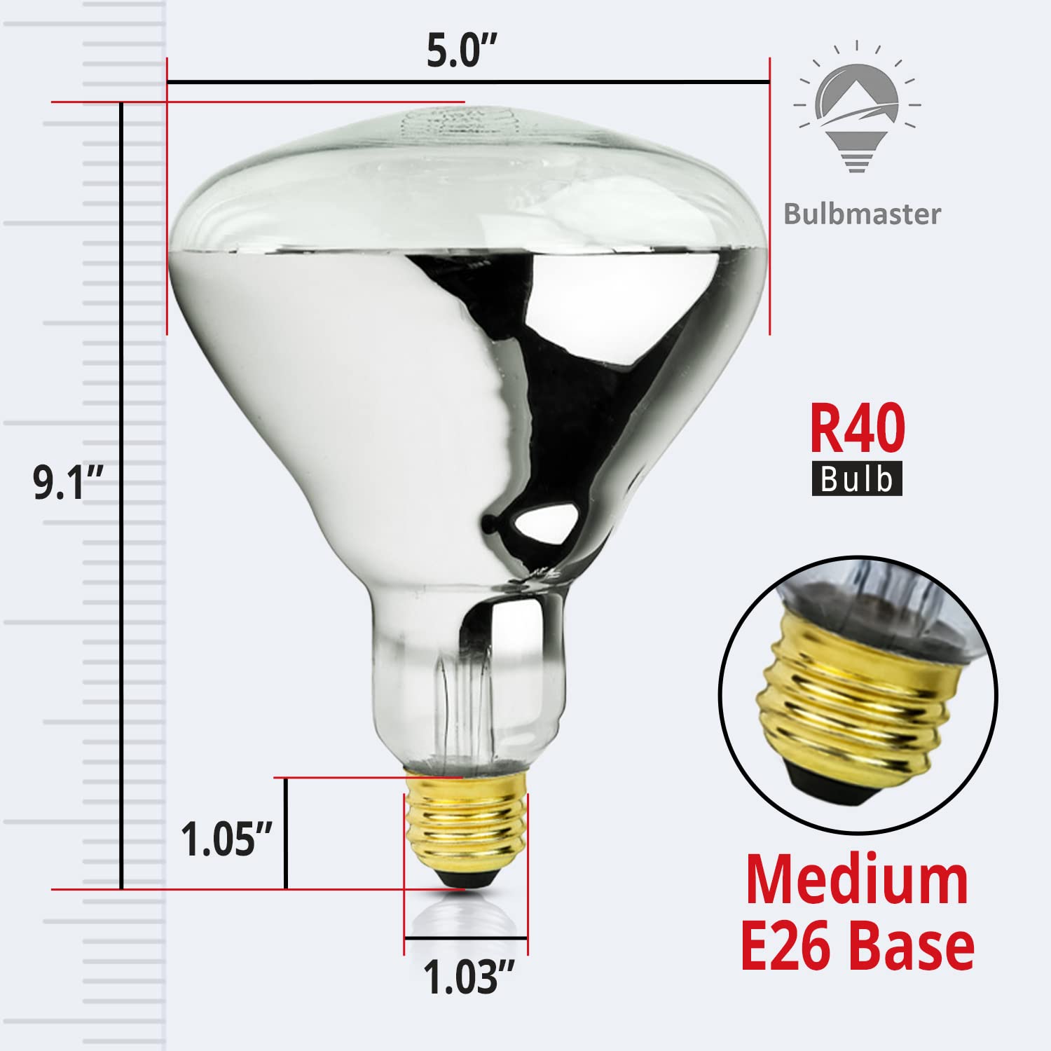 BULBMASTER red infrared lamp provides quick warmth in a bathroom