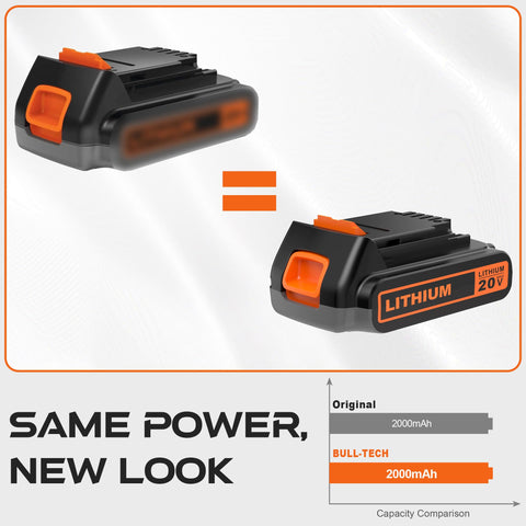 BULL-TECH battery in tool slot demonstrates easy swap-and-go compatibility.