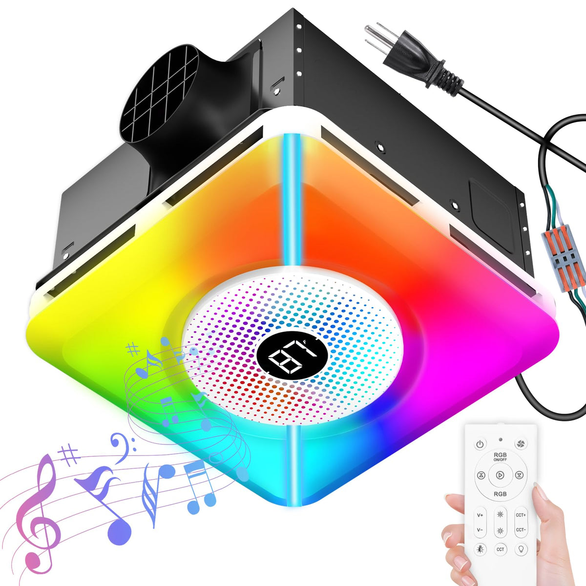 Bullro bathroom exhaust fan with Bluetooth speaker and audio for shower playlists