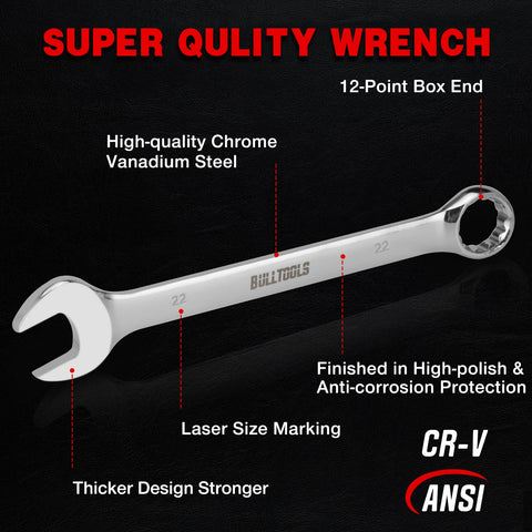 BULLTOOLS chrome-vanadium wrenches with polished finish for smooth turning