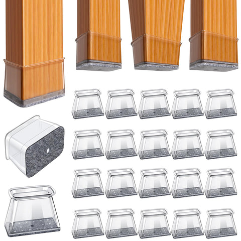 BUMACO rectangle L-fit chair leg protectors, closeup, showing durable bond for smooth movement.