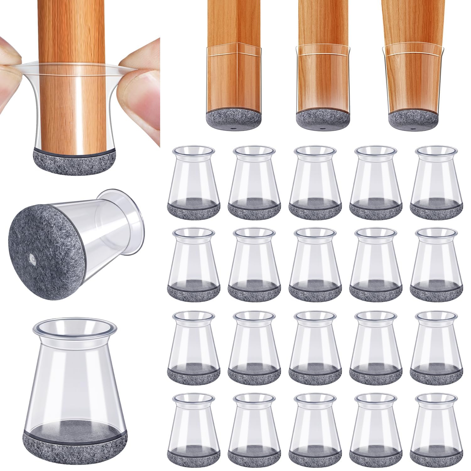 BUMACO chair leg protectors on hardwood floor reduce scratches and noise