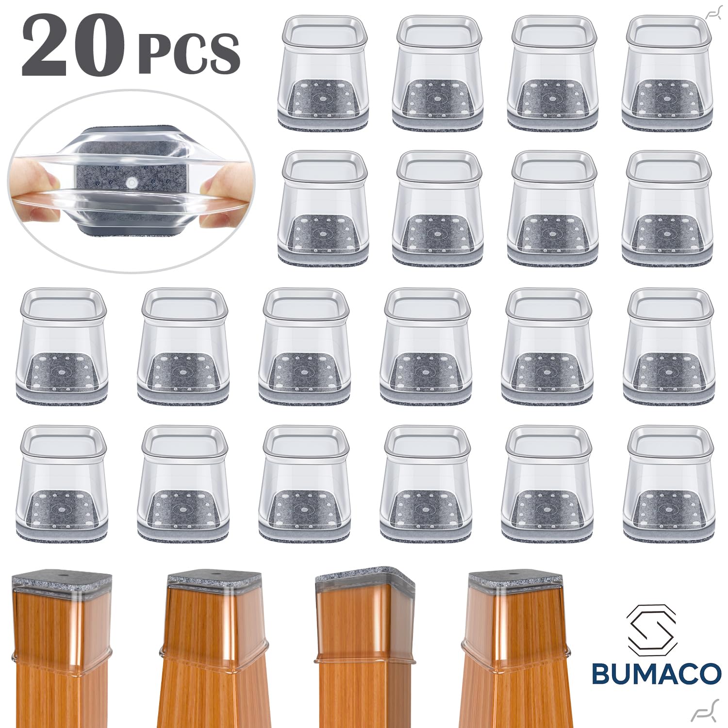 BUMACO gel-free silicone with bonded felt reduces friction for easy gliding