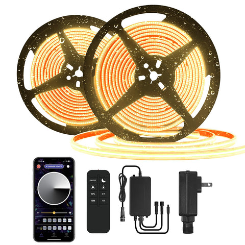 BUNACET 100ft COB LED strip for outdoor ambiance with remote.