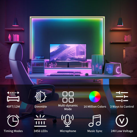 Bunacet RGB COB LED strip with app control for easy lighting setup