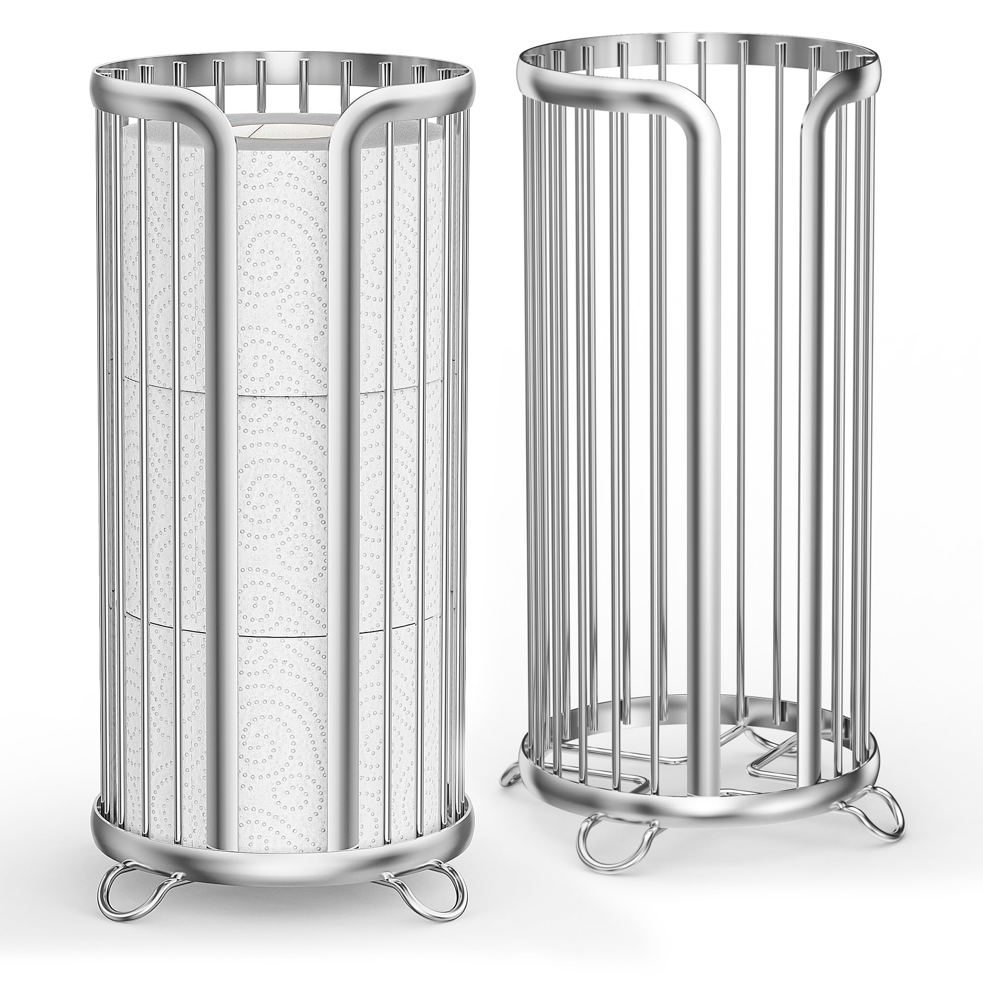 Bunoxea holder with reserve mega rolls keeps bathroom stocked and tidy.