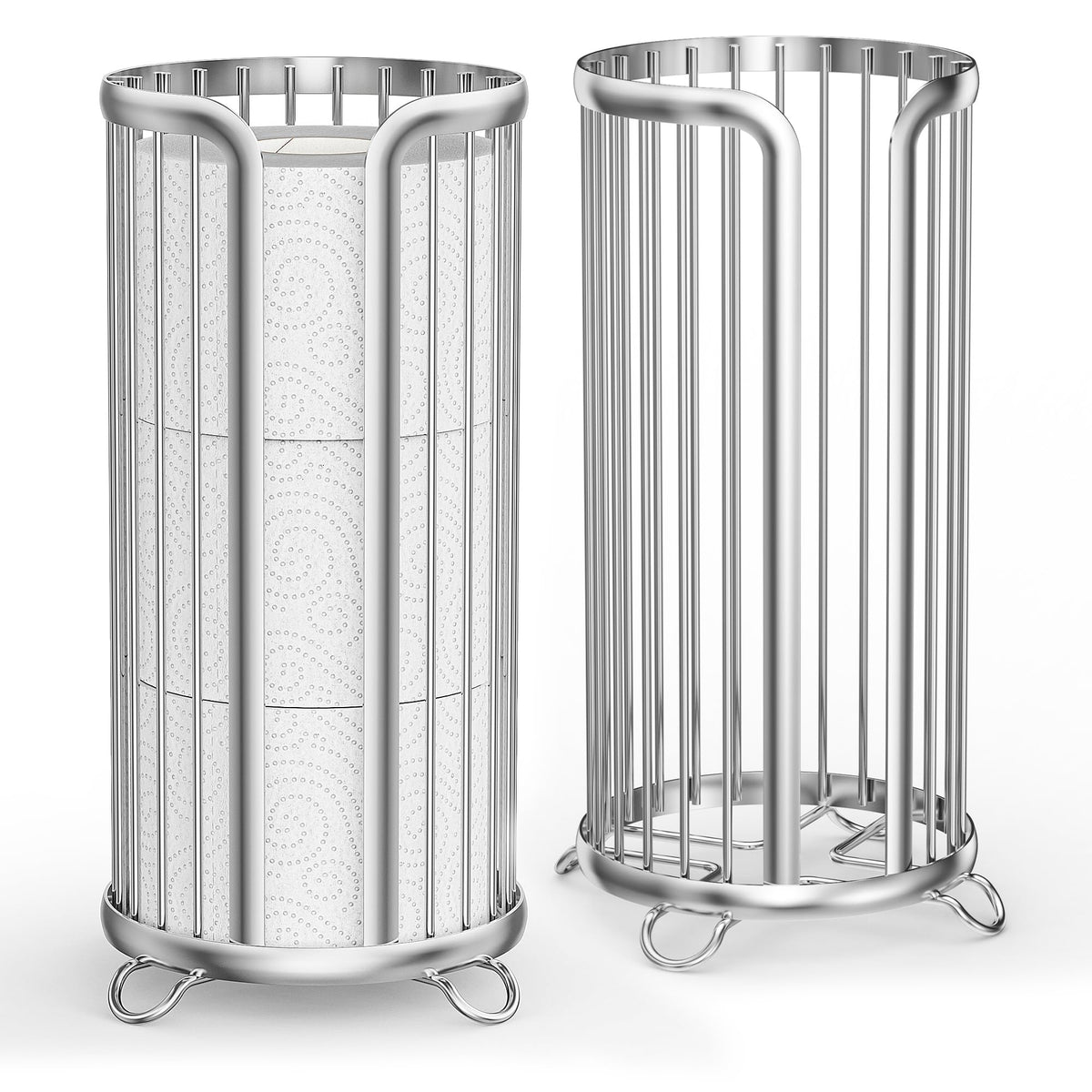 Bunoxea holder with reserve mega rolls keeps bathroom stocked and tidy.