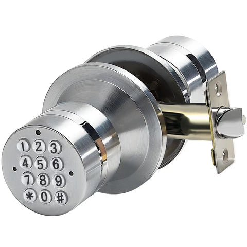Buoan keyless entry door knob front view showing sleek design and secure access.