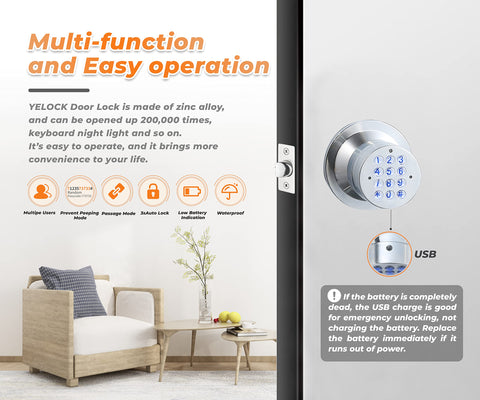 Buoan keypad door knob backlit keypad for easy use at night.