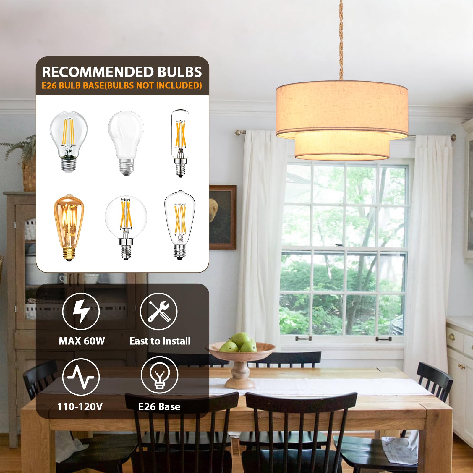 Easy installation of Buovikalo pendant with swag hooks and cord