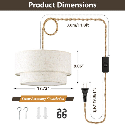 Buovikalo pendant above kitchen island highlighting long cord and shade