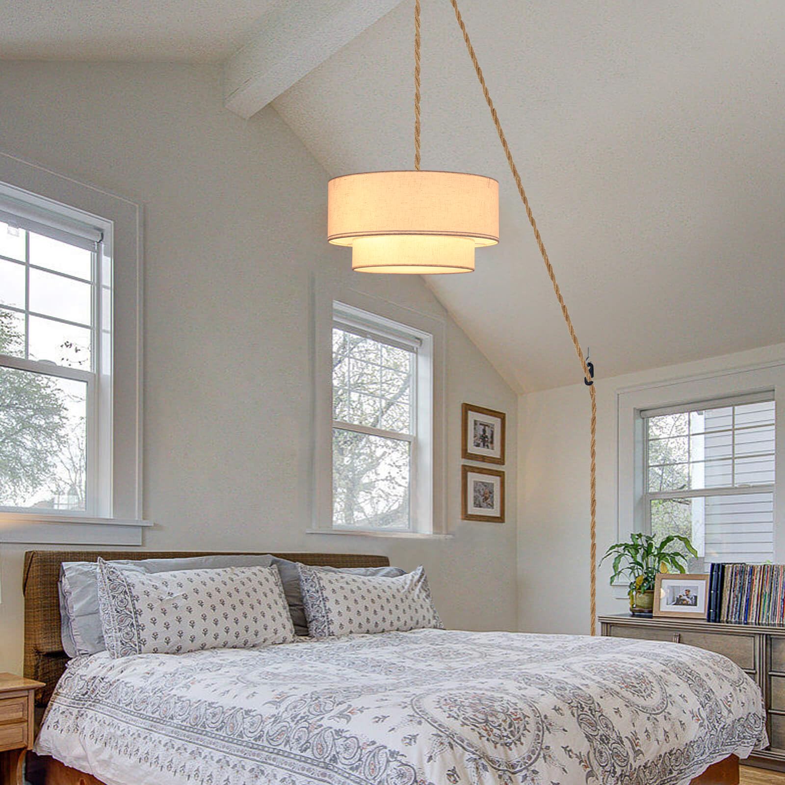 Buovikalo plug-in pendant mounted on wall or ceiling for flexible setup