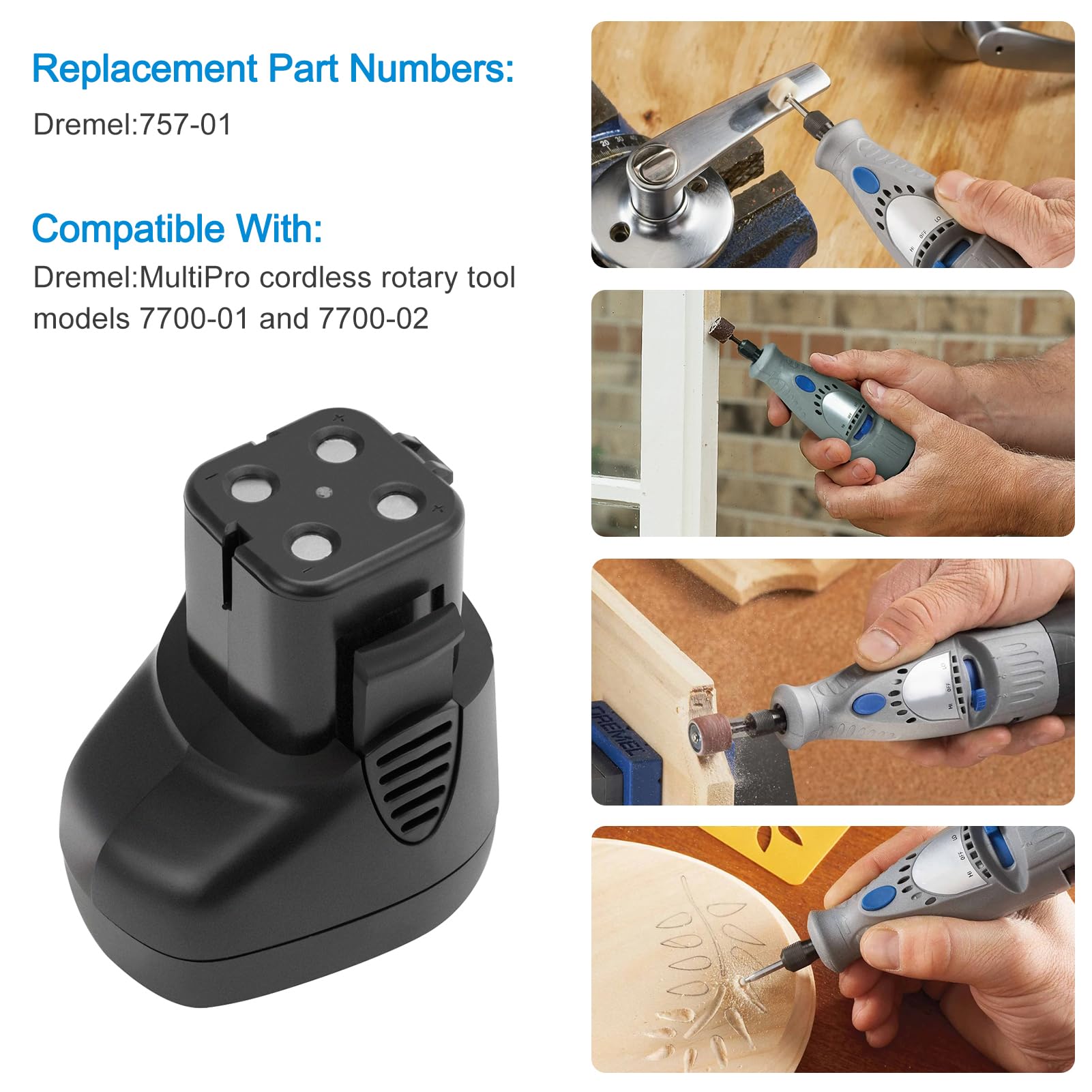 BURGARDEN battery in use with Dremel tool demonstrating extended operation between charges.