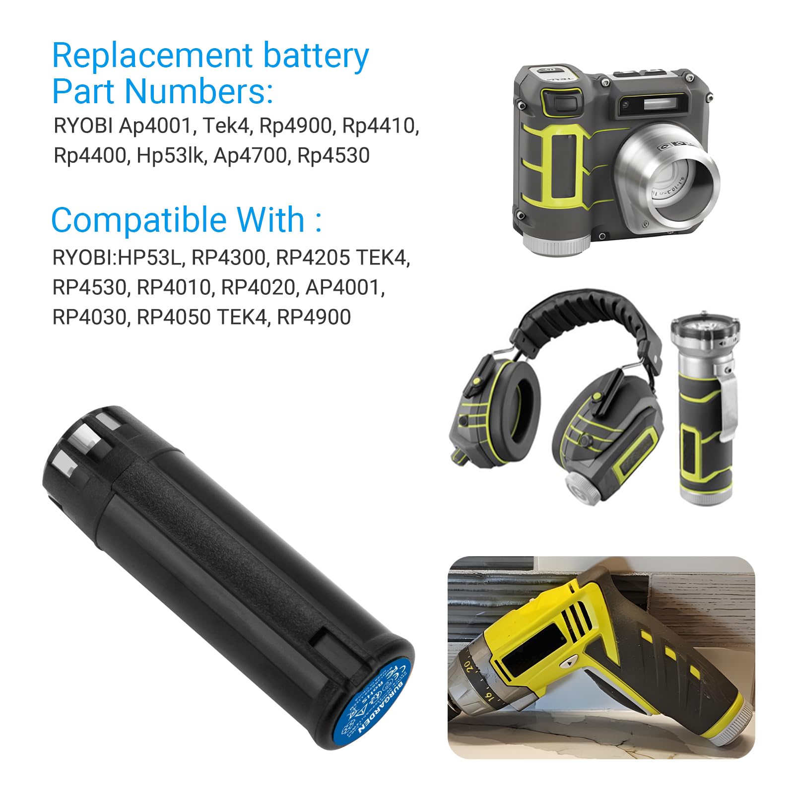 BURGARDEN Upgrade battery package image showing 1x Li-ion unit.