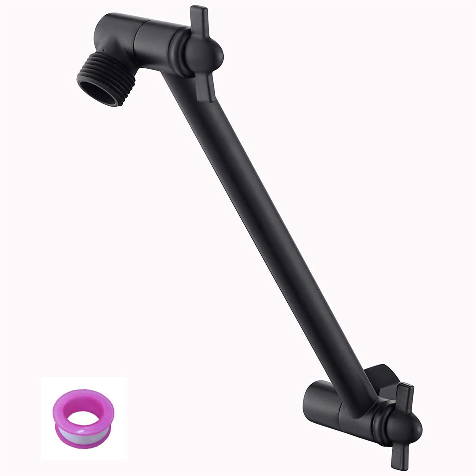 Burginwin 8-inch matte black adjustable shower arm showing height versatility