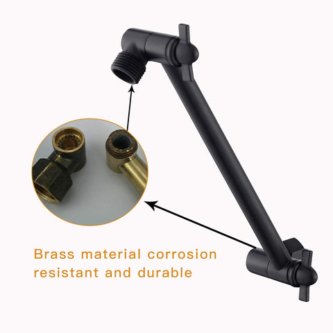 Burginwin solid brass construction showcased on close-up shower arm