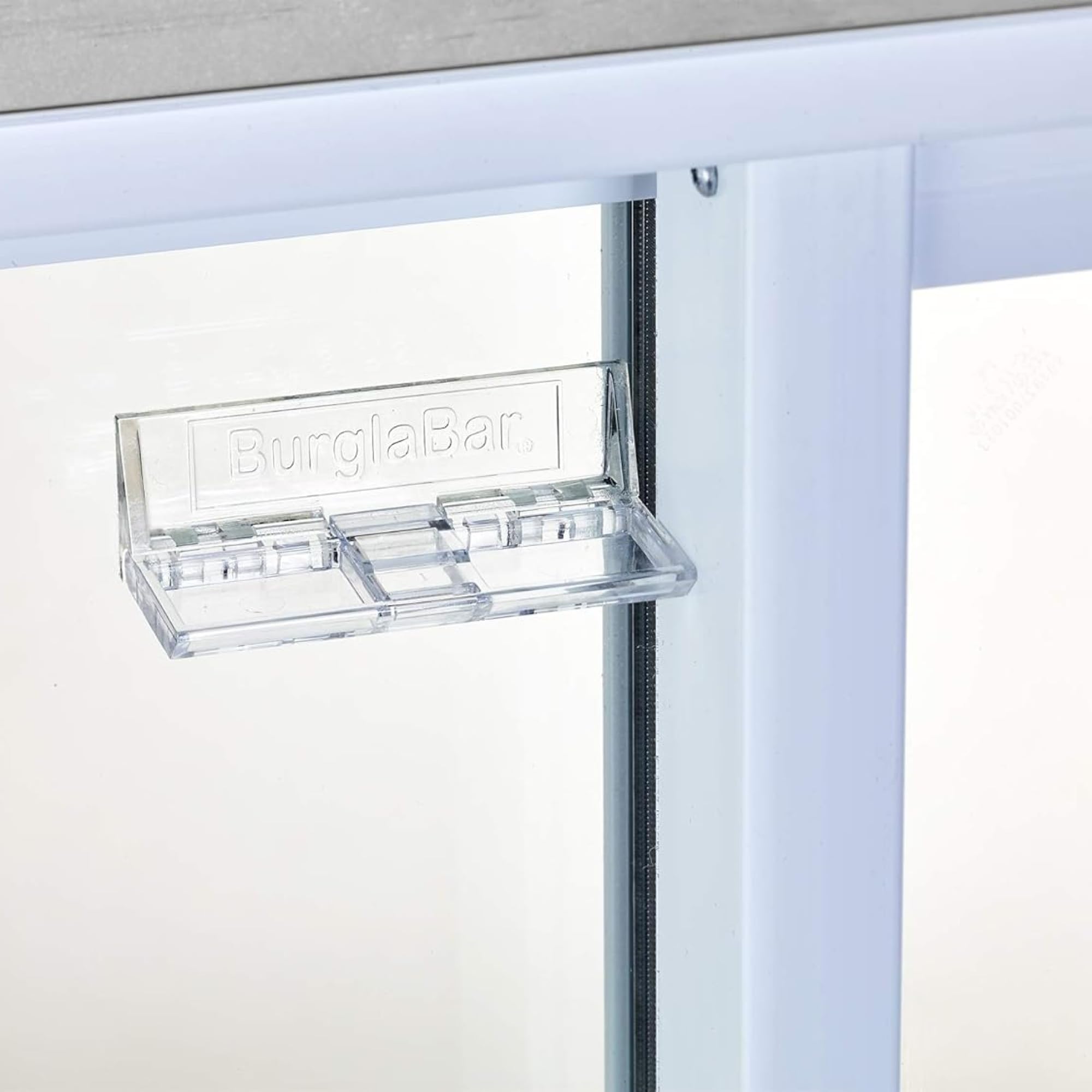 Burglabar 4-pack on a shelf showing discreet security for glass doors.