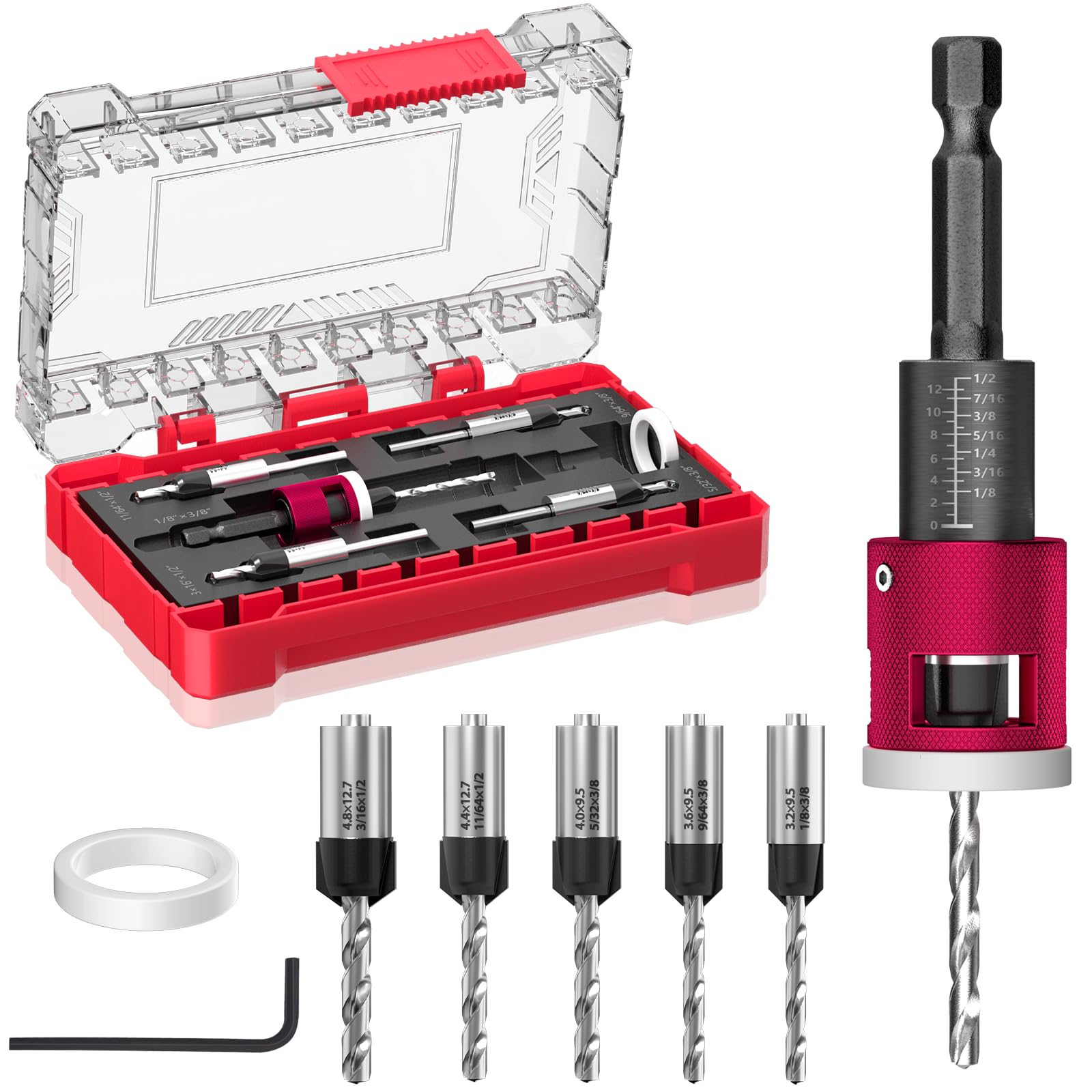 BURMONG 5-piece countersink set for clean, precise wood countersinking.